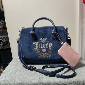 Juicy Couture Blue and Pink Satchel with Gold Hardware